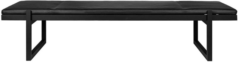 Minimalistisk Sort Daybed i Læder og Egetræ 200 cm