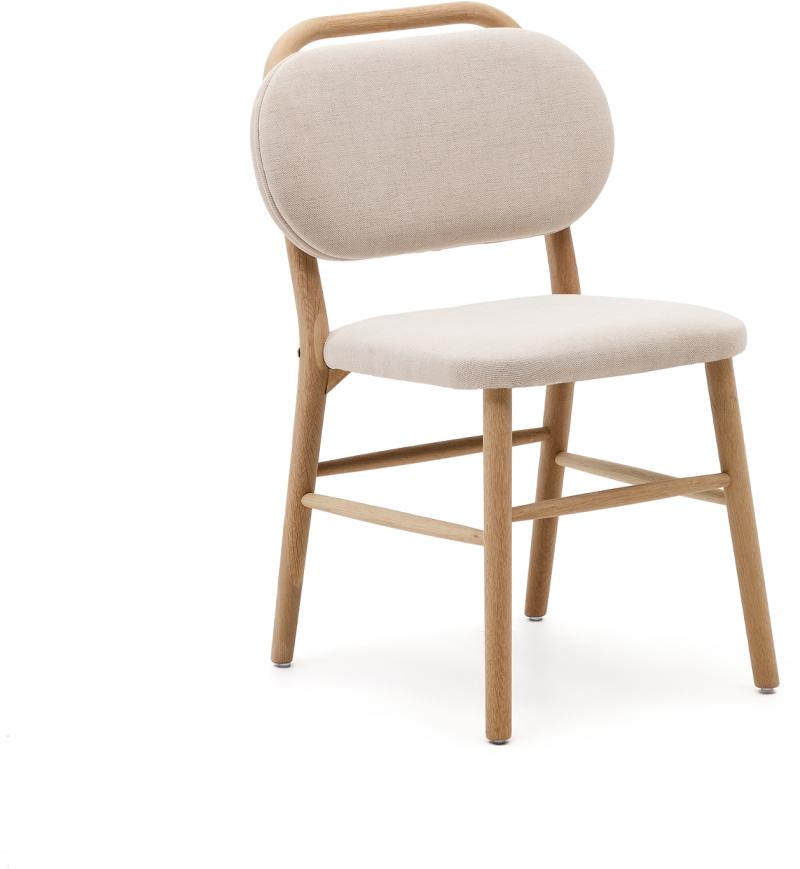 Helda Spisebordsstol i Beige - Massivt Egetræ Kvalitet