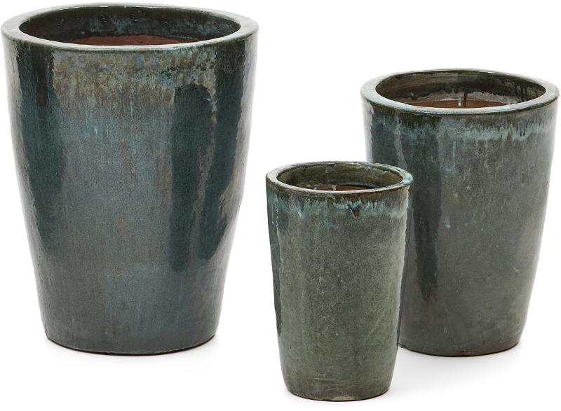 Rotja Urtepotte Sæt i Blå Keramik - Elegant Design