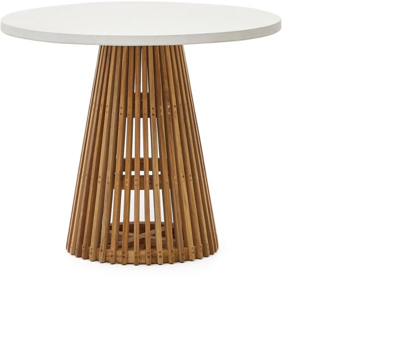 Alcaufar  Udendørs Rundt Spisebord  Hvid  H76x90x90    Teaktræ