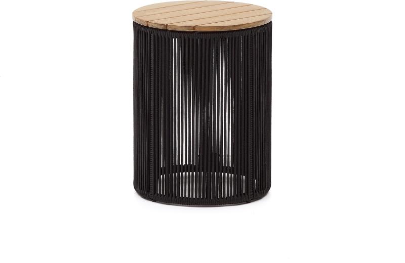 Dandara  Udendørs Sidebord  Sort Beige  H52x40x40    Stål  Akaciatræ