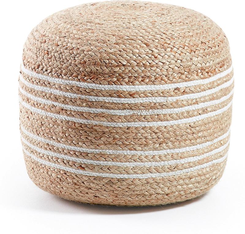 Saht Puff i Natur Hvid - Rustik og Minimalistisk Design