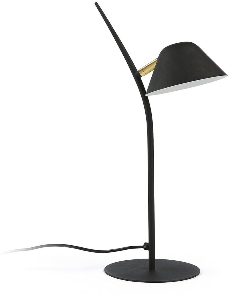 Moderne Aurelia Bordlampe i Sort med Gylden Detalje