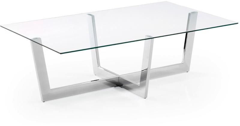 Plam Sofabord i Sølv med Klart Glas – Elegant Design