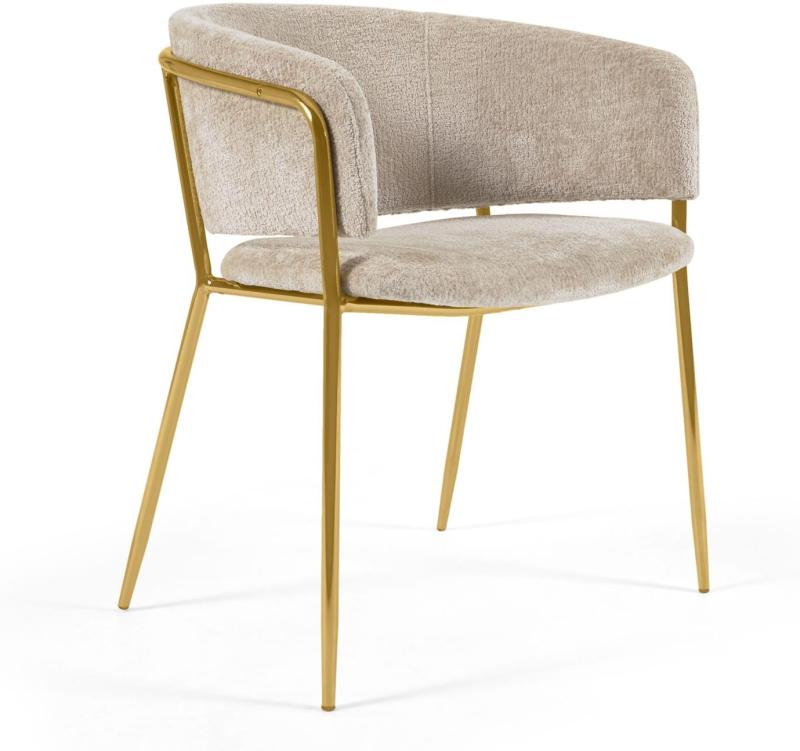 Runnie Spisebordsstol med Armlæn - Beige Stoftilbud!