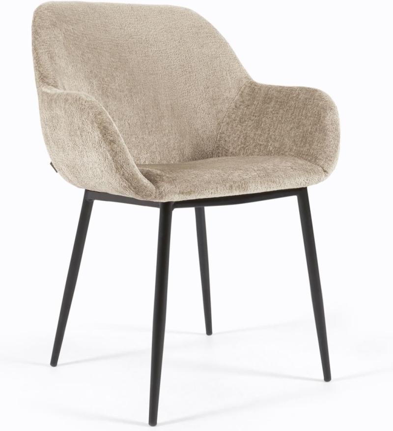 Konna Spisebordsstol med Armlæn i Beige Chenille