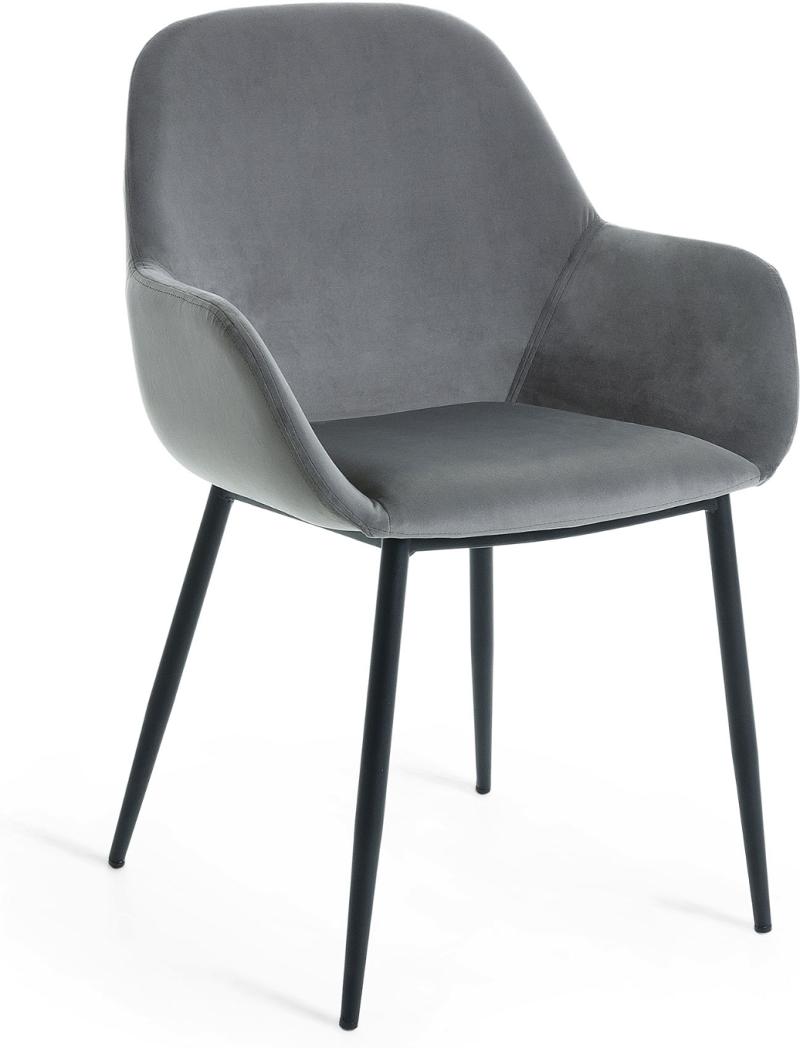 Konna Spisebordsstole i Skiffergrå Velour - Moderne Design