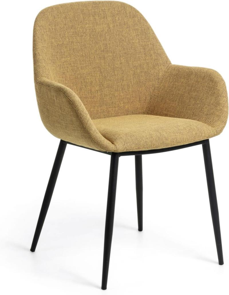 Konna Spisebordsstole med Armlæn - Sennep Sort Stil