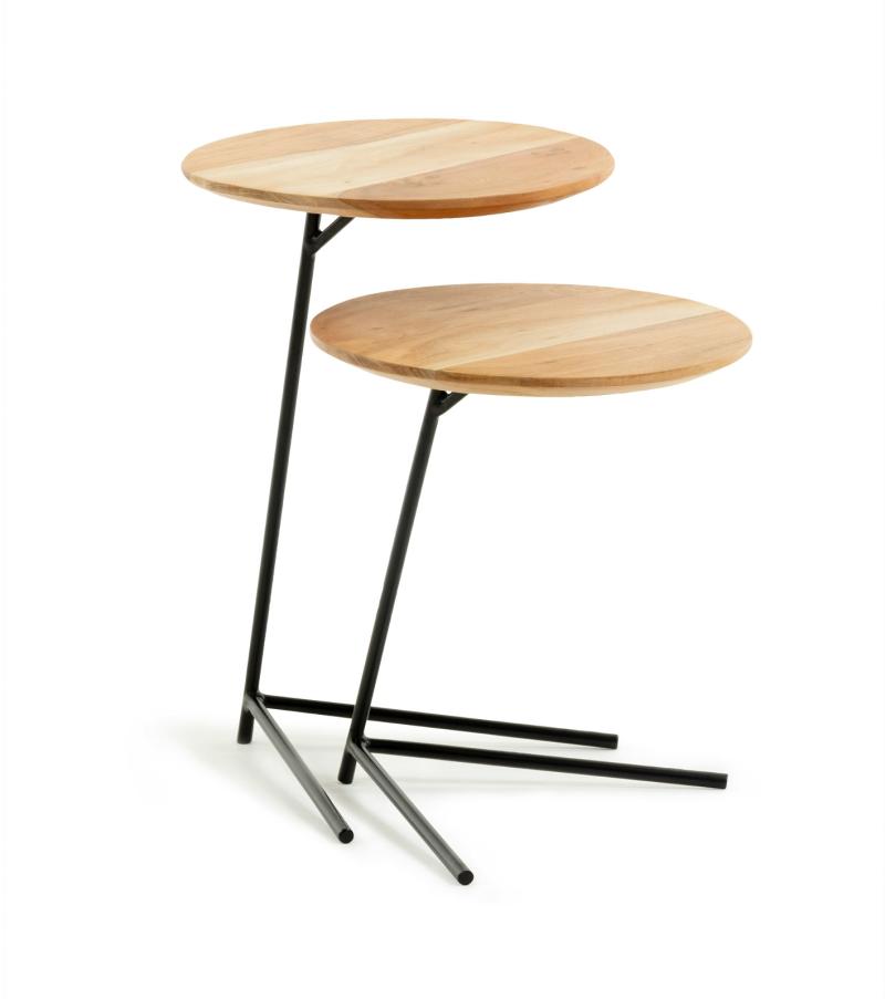 Asha  Sidebord  Natur Sort  H60x40x40    Massivt Træ