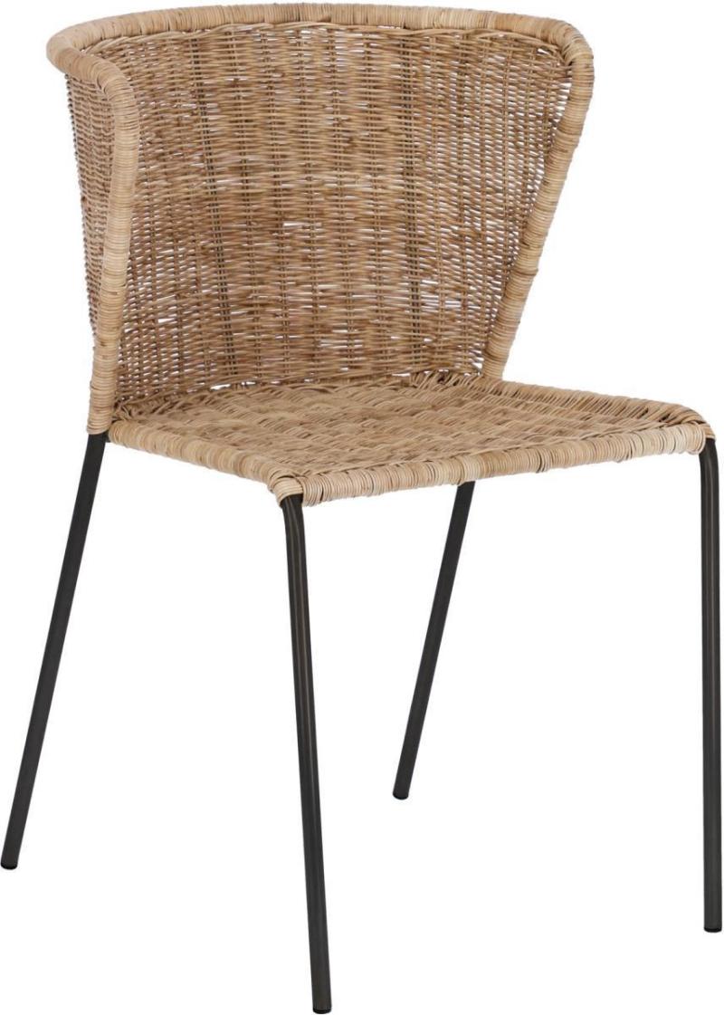 Fantine Spisebordsstol i Natur og Sort Rattan - Tilbud!