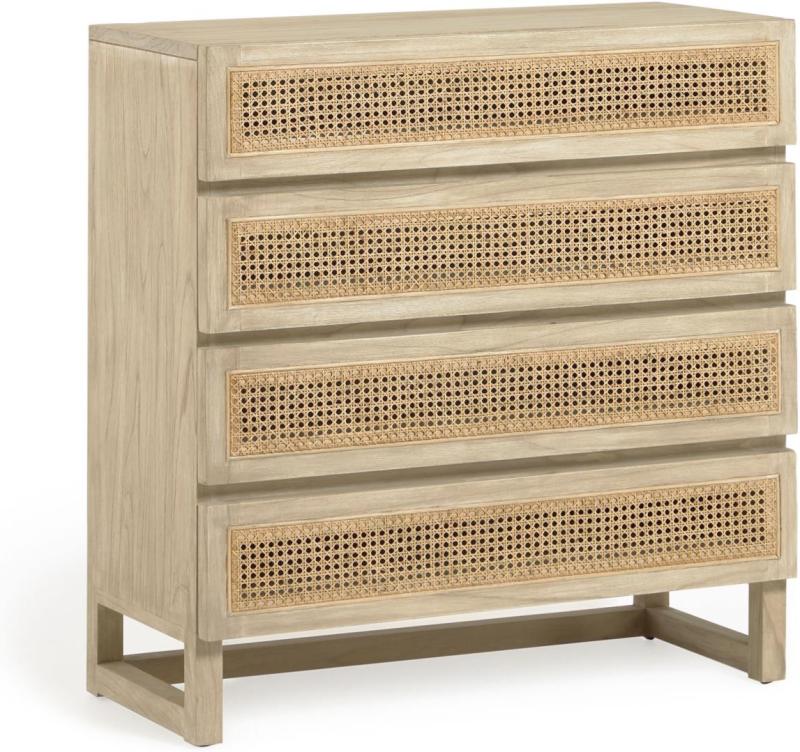 Rustik Rexit Kommode i Natur - Massivt Træ og Rattan