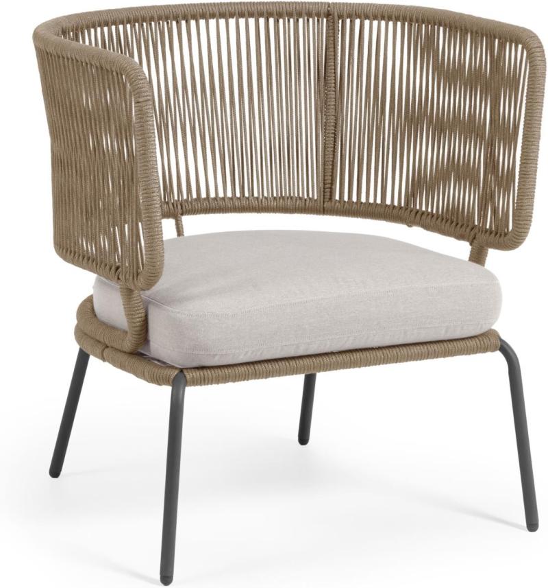 Nadin Udendørs Lænestol i Beige Metal - Moderne Elegance