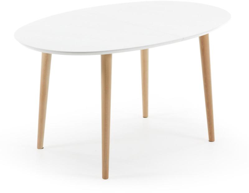 Oqui Spisebord Med Udtræk Hvid Natur H74x140x90