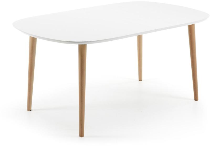 Oqui Hvid Natur Udtræksspisebord H74x160x100