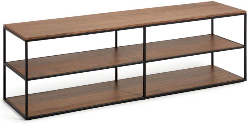 Yoana TV-bord i Mørk Natur og Sort Metal - Stilfuldt Design