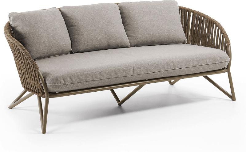 Branzie Udendørs 3-personers Sofa i Brun Grå - Høj Kvalitet
