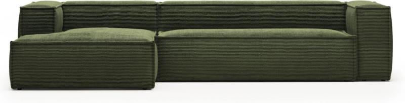 Blok Chaiselong Sofa i Grøn Fløjl - Venstrevendt Design