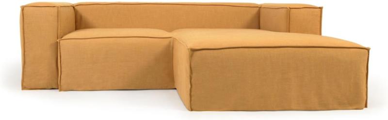 Blok   -personers Sofa  Sennepsgul  H69x240x174    Stof  Højrevendt