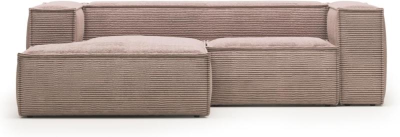 Blok Venstrevendt Chaiselong Sofa i Lyserød Fløjl