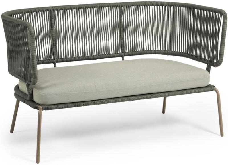 Nadin Udendørs 2-personers Sofa i Grøn Metal - Tilbud!