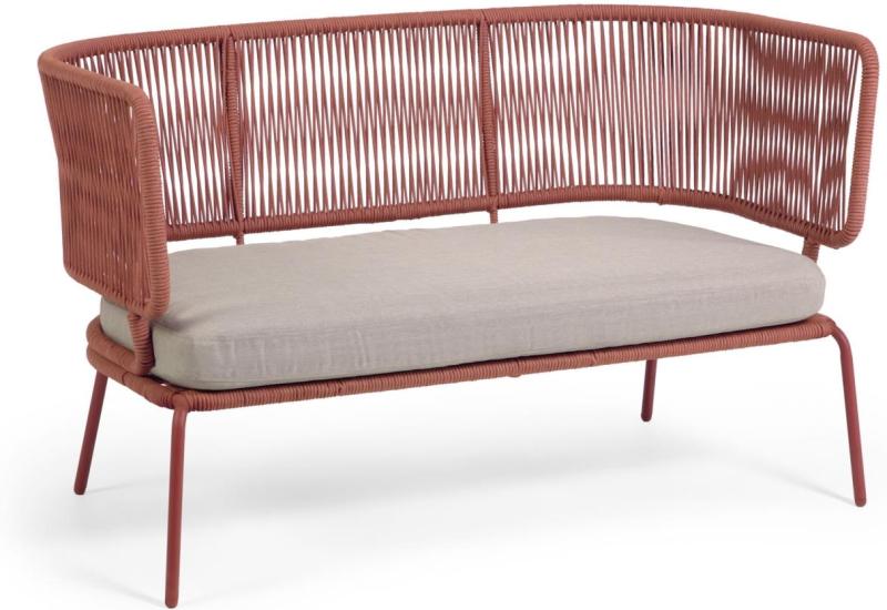 Nadin Udendørs 2-personers Sofa i Lyserød Metal