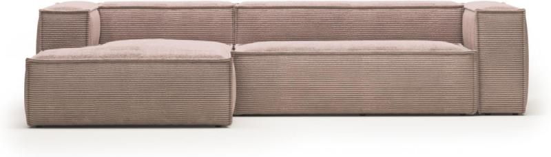 Venstrevendt Lyserød Chaiselong Sofa i Fløjl - Kave Home