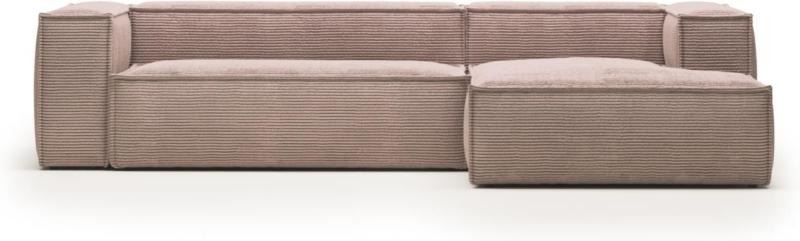 Lyserød Højrevendt Chaiselong Sofa fra Kave Home