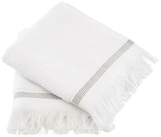 Elegant Håndklæde 40x60 cm - Hvid med Grå Striber