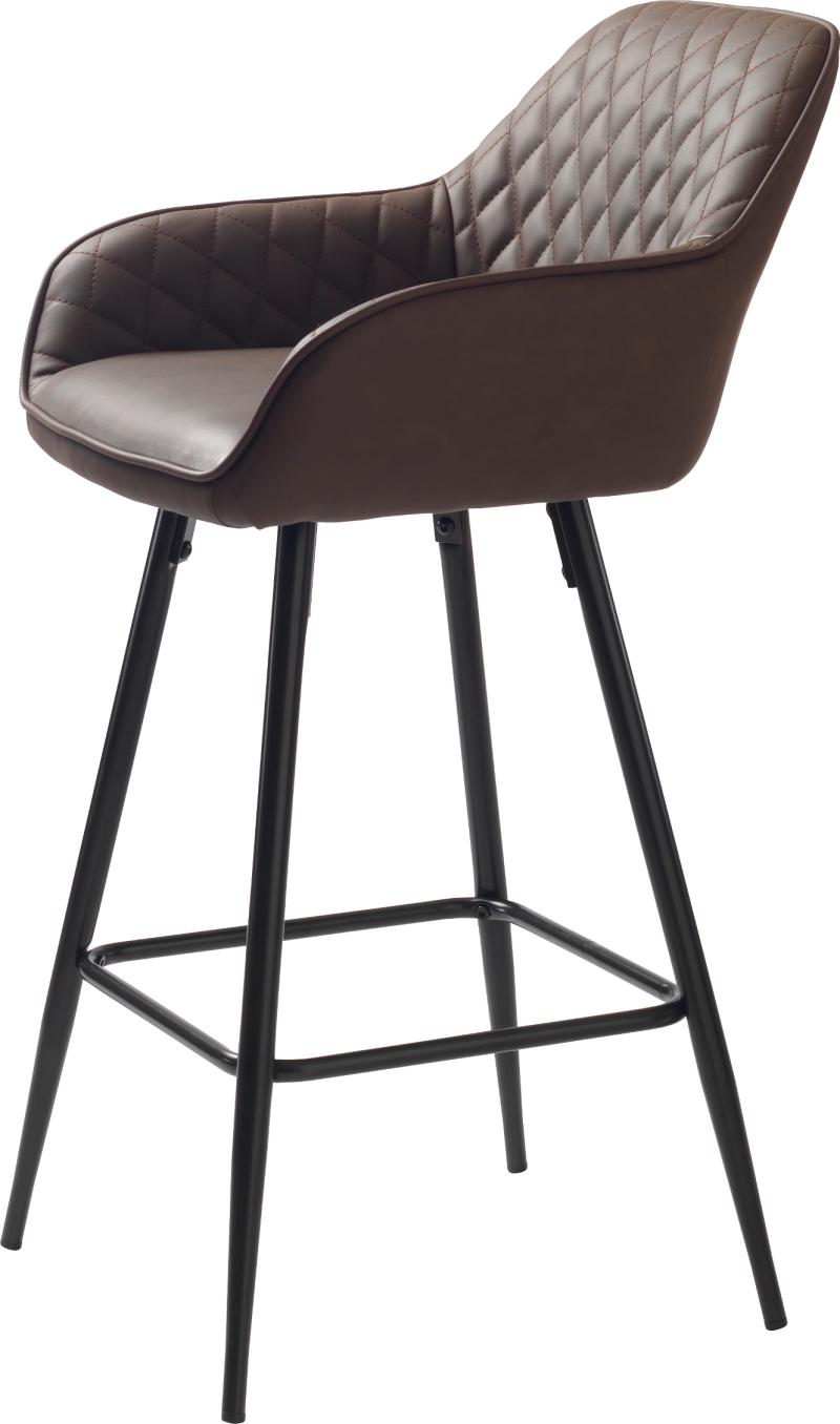 Milton Barstol Brun Sort H91 5x50 5x52 Kunstlæder Metalben