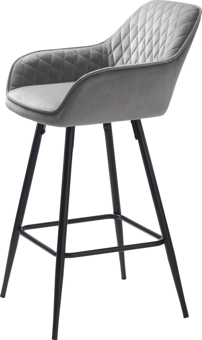 Elegant Milton Barstol i Grå og Sort - Fløjl & Metalben