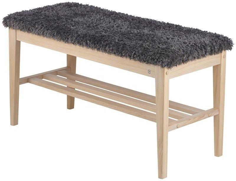 Nadja Bænk med Mørkegrå Fåreskind - Elegant Design