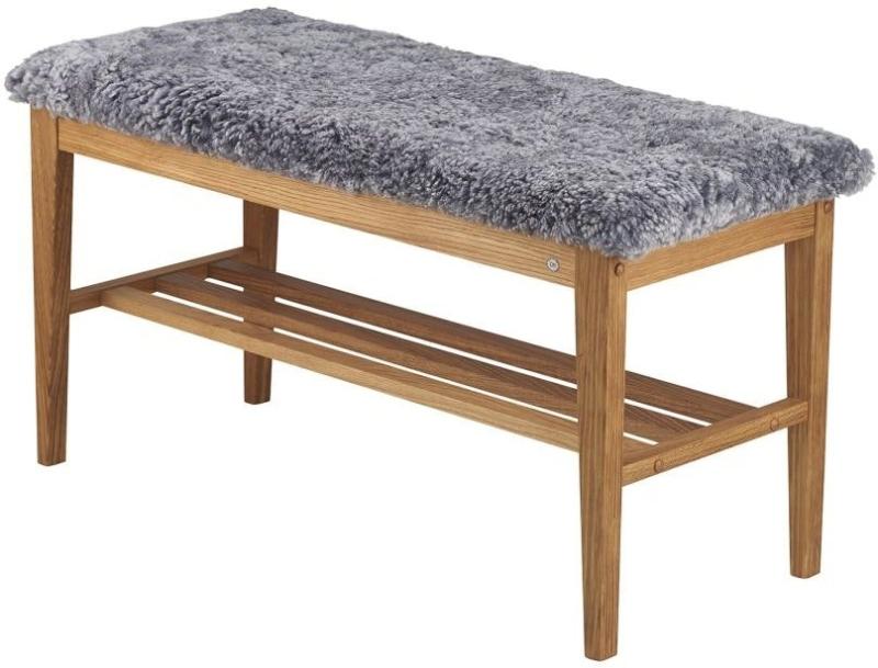 Nadja Bænk med Lysegråt Fåreskind - Elegant Design