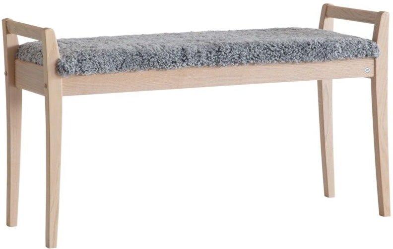 Meja Bænk med Lysegråt Fåreskind - Elegant Design