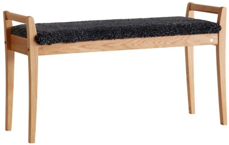 Meja Bænk i Mørkegråt Fåreskind - Elegant Design