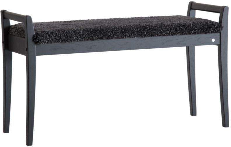 Meja  Bænk Med Mørkegråt Fåreskind  Sortbejdset    H56x98