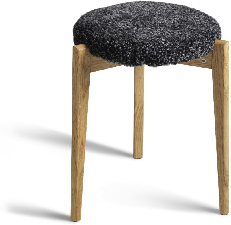 Vinz Taburet i Mørkegråt Fåreskind - Elegant Design