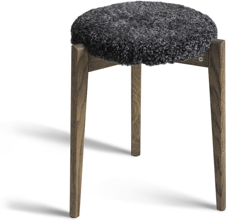 Vinz Taburet i Mørkegråt Fåreskind - Eksklusiv Design