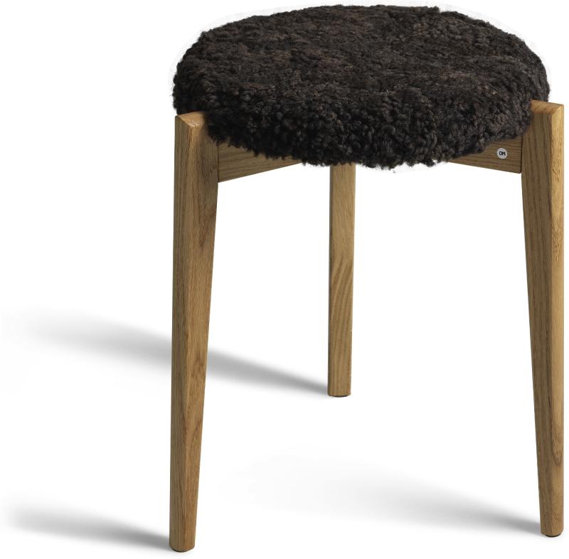 Vinz  Taburet Med Brunt Fåreskind  Olieret    H37 5x45