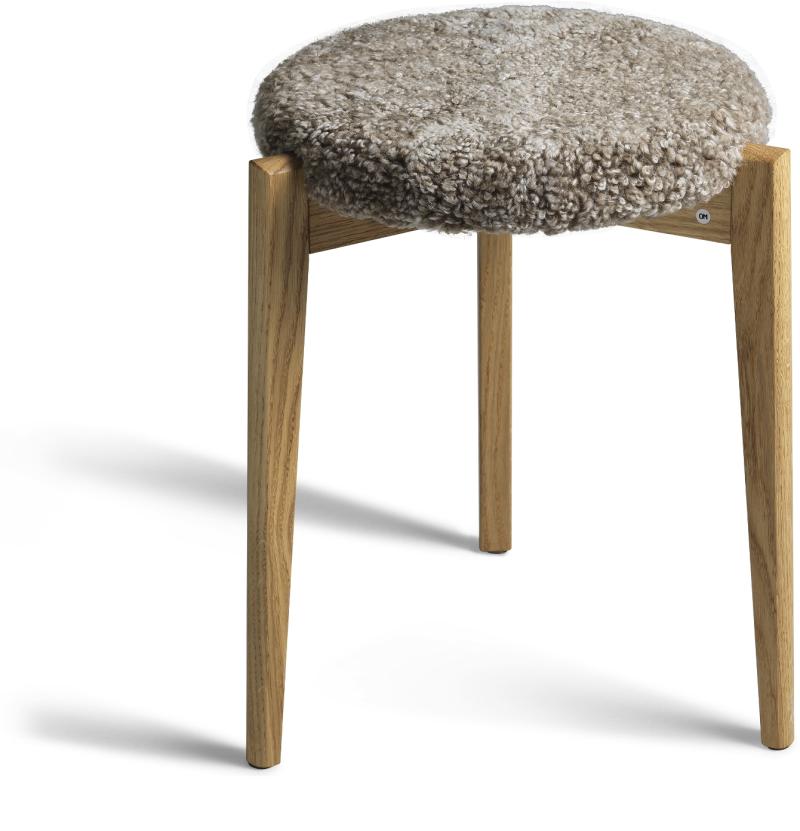 Vinz  Taburet Med Sandfarvet Fåreskind  Olieret    H37 5x45