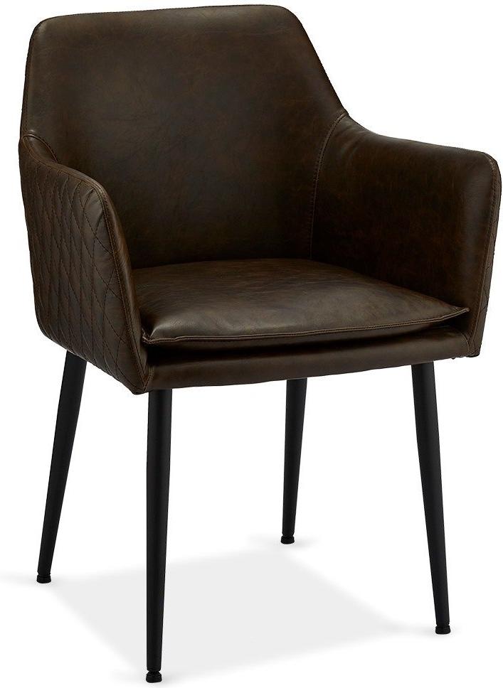 Elegant spisebordsstol med armlæn - Mørkebrun tilbud!