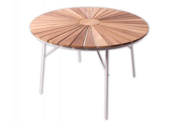 Samsø Havebord Ø150 cm - Retrostil i Hvid og Teak