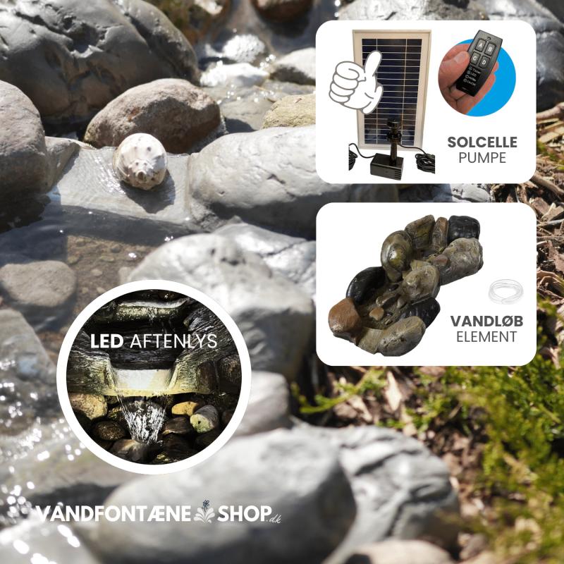 Vandløb Med Solcellepumpe  Led Lys  Donau Design