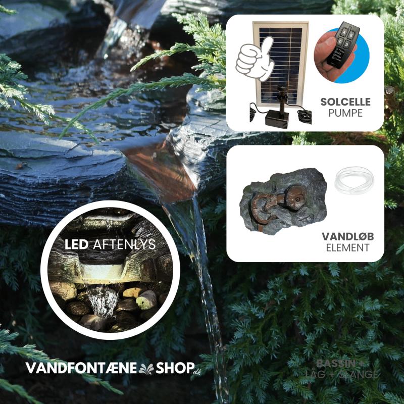 Solcelle Vandløb med LED Lys - Greifenstein Design