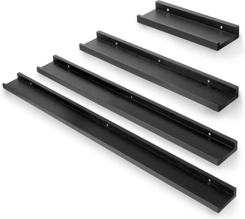 Zitti  Billedhylde  Sort  H4x10x120    Egetræ