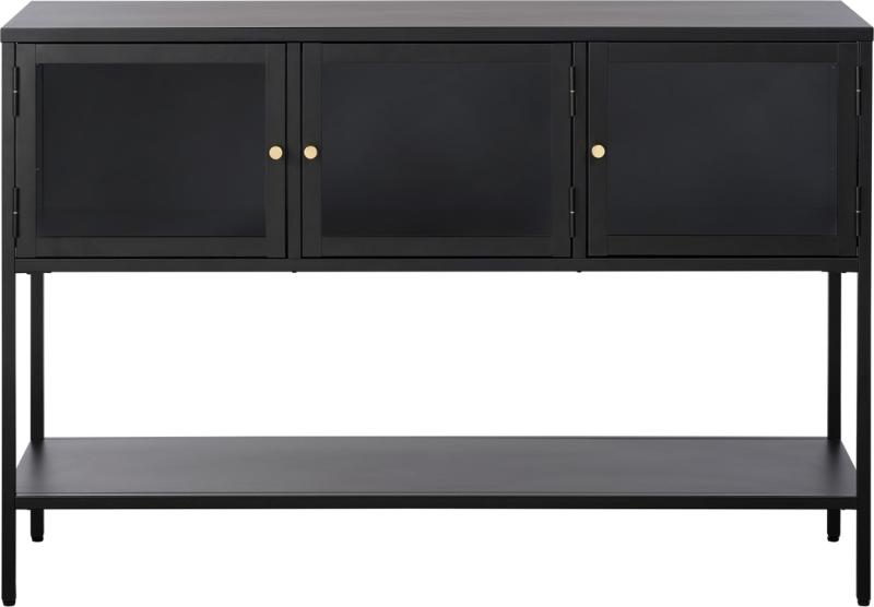 Carmel  Skænk   Sektion Høje Ben  Sort Guld  H88x131      Metal  Glas