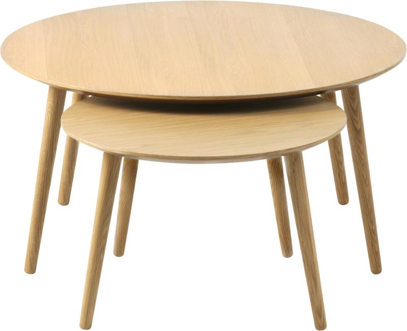 Elegant Adda Sæt med Runde Borde i Egetræ - Naturdesign