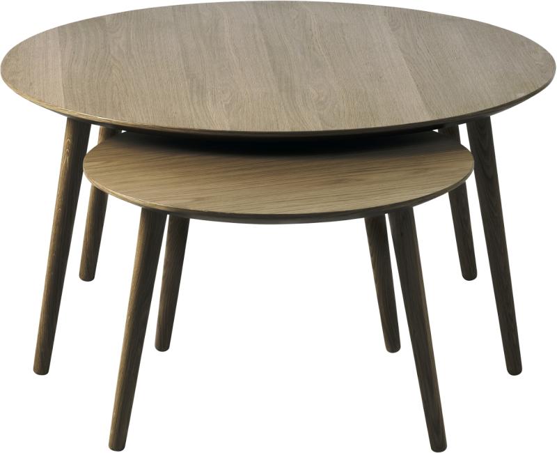 Adda Sæt med Runde Borde i Røget Egetræ - Elegant Design