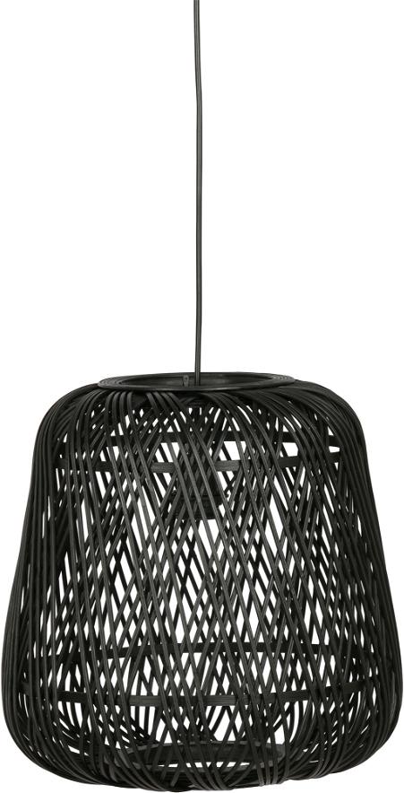 Moza Pendel Lampe i Sort - Elegant Bambusdesign
