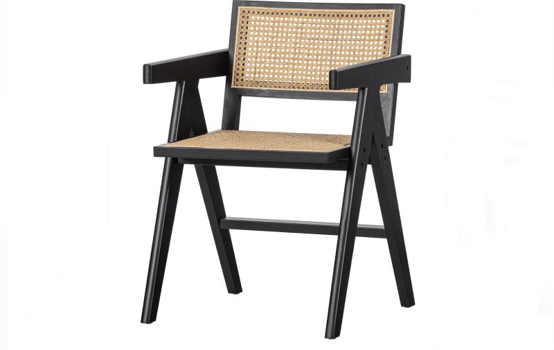 Gunn Spisebordsstol Sort Fyrretræ Rattan