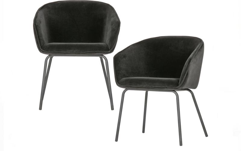 Elegant Sien Spisebordsstol i Sort Fløjl - Tilbud!